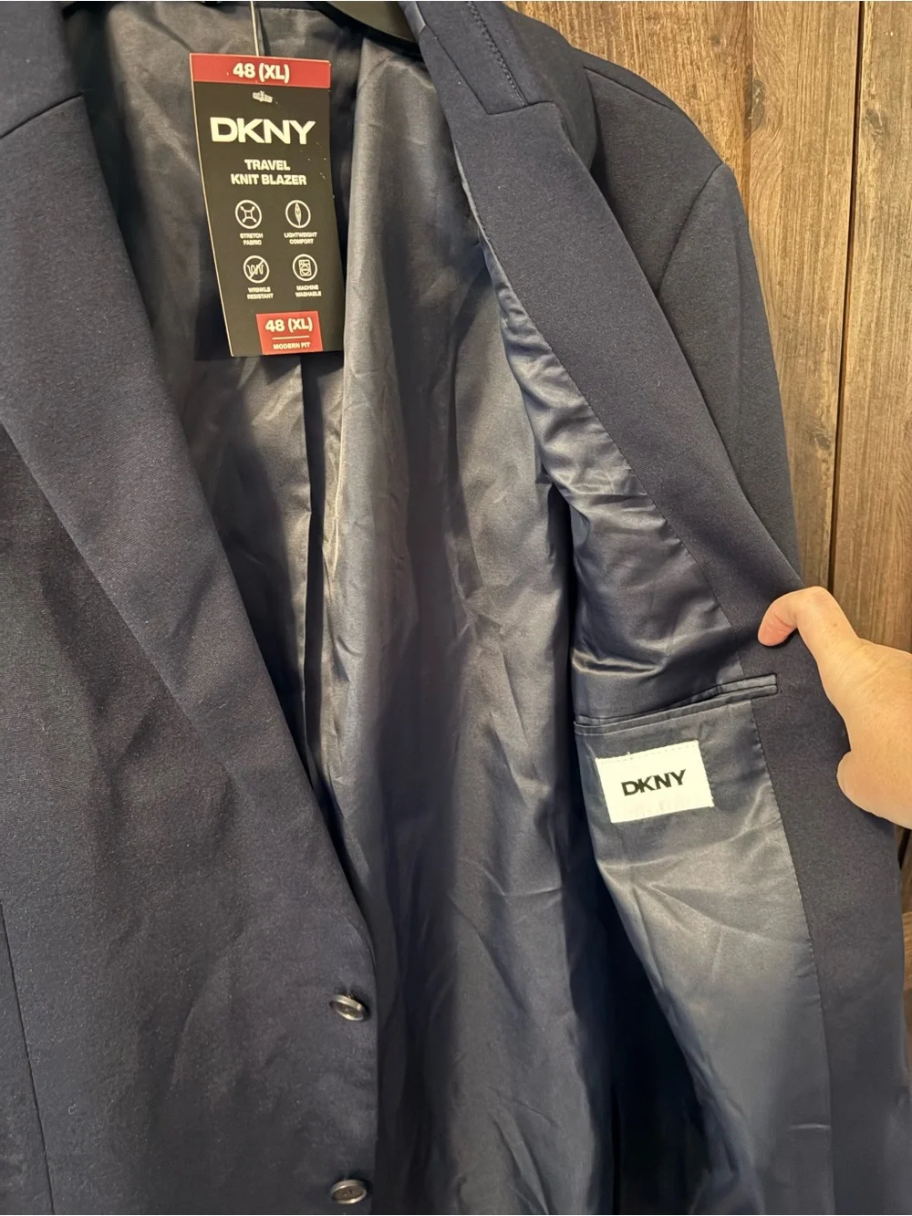 DKNY Men's Dark Navy Two-Button Blazer